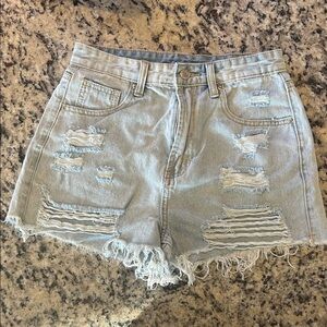 SHEIN Distressed Light Blue Denim Shorts Size Small